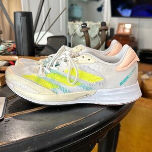 Adidas Women's White and Neon Yellow Athletic Shoes